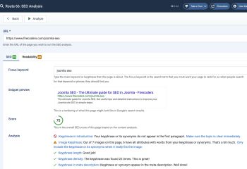 Route 66 - Joomla Yoast SEO Analysis for any page/component (PRO version)