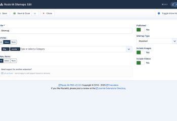 Sitemap Form - Route 66 for Joomla